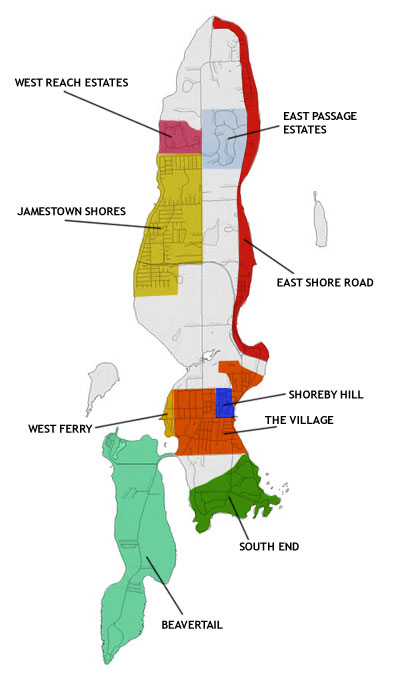 Jamestown, RI Map of neighborhood areas
